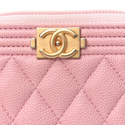 Chanel Caviar Quilted Boy Zip Around Coin Purse Wallet Light Pink 4 of 4