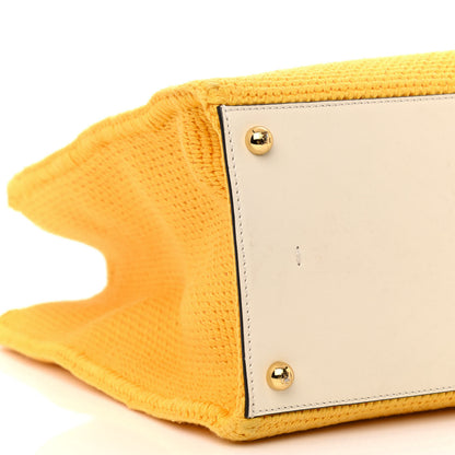 Fendi Crochet Vitello King Logo Plexiglass Medium Fendi Sunshine Shopper Tote Mimosa Panna 9 of 10