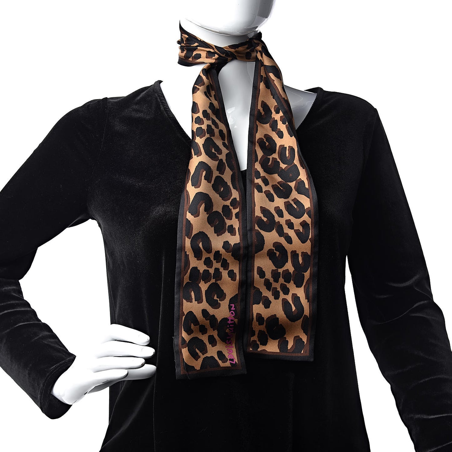 Silk Leopard Bandeau Scarf Marron