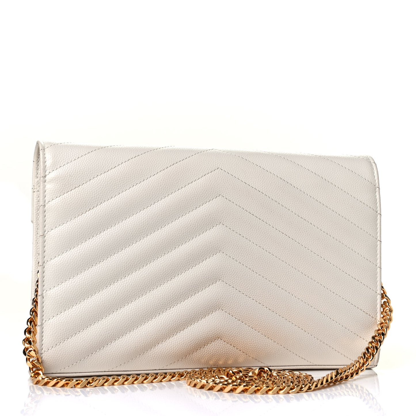 Grain De Poudre Matelasse Chevron Monogram Chain Wallet Crema Soft