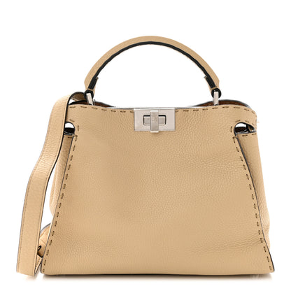 Fendi Cuoio Romano Selleria Medium Peekaboo Iconic Essentially Satchel Paglia Latte Mou 1 of 11