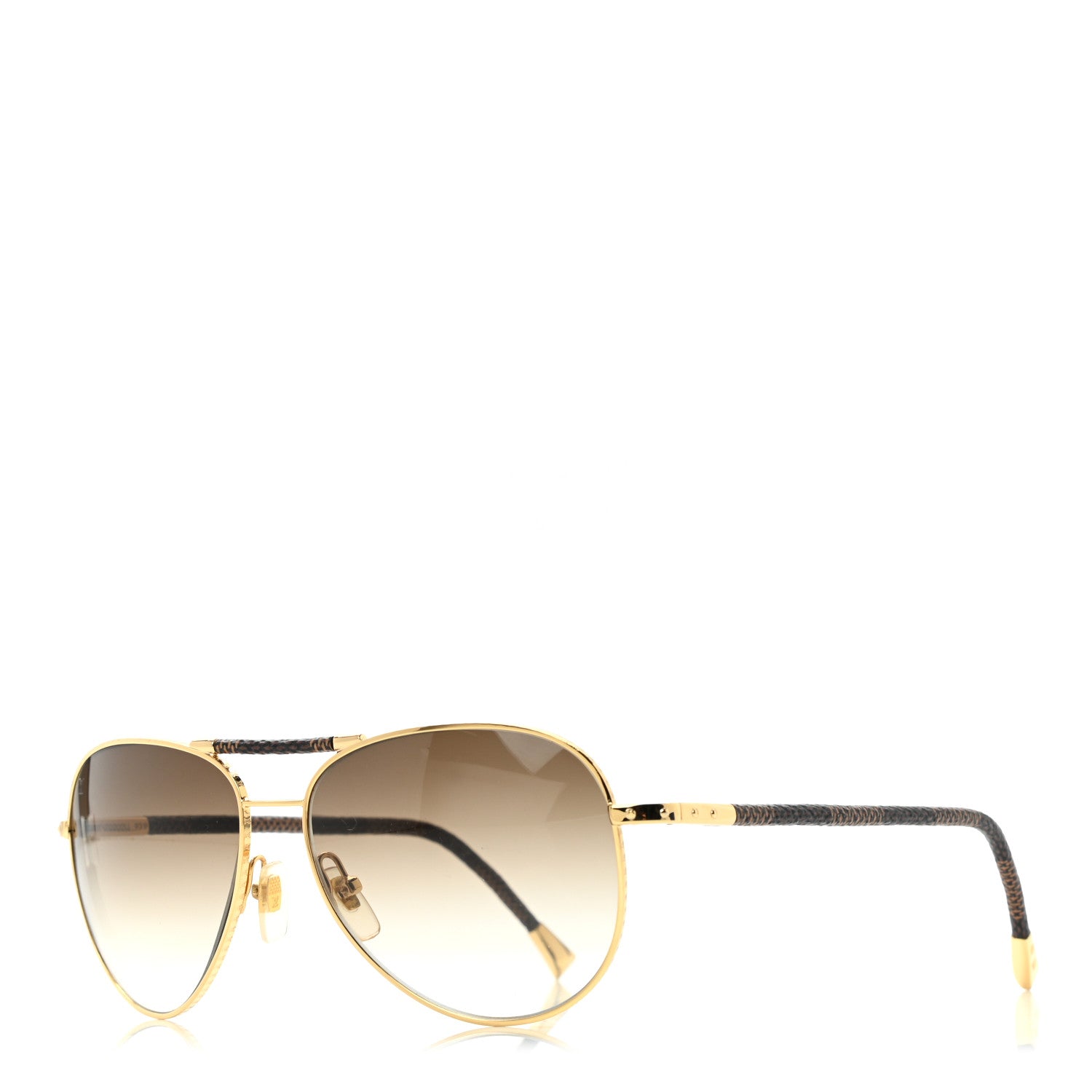 Louis Vuitton Damier Ebene Conspiration Pilote Aviator Sunglasses Z0202U Gold 1 of 7