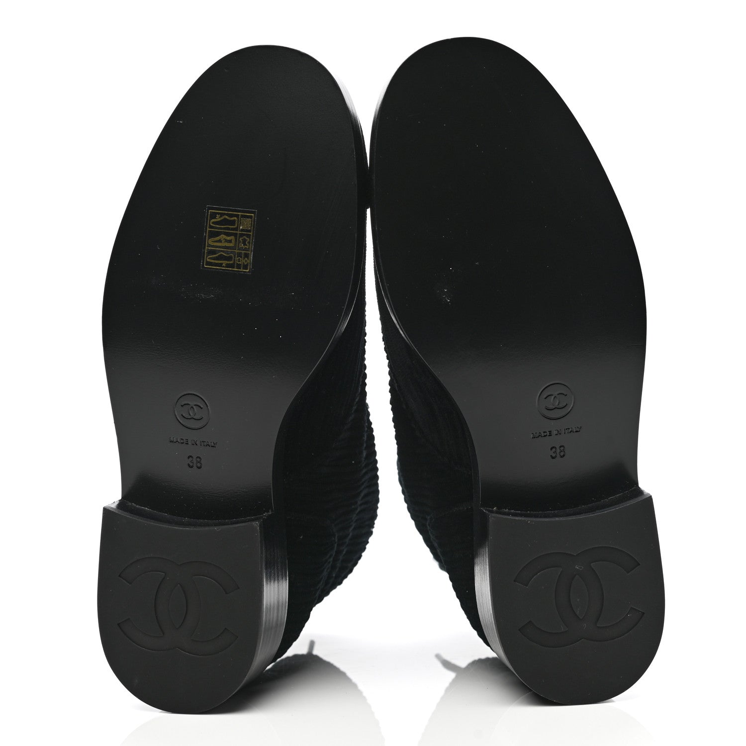 Chanel Velvet CC Cap Toe Boots 38 Black 5 of 10