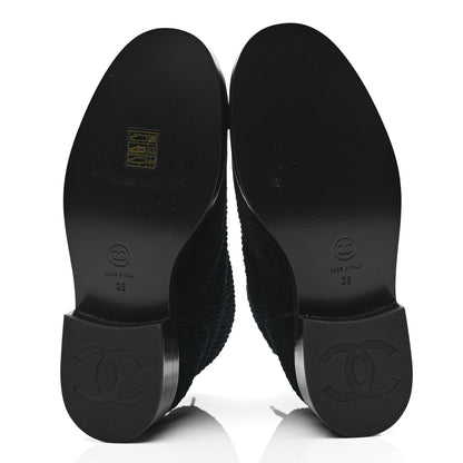 Chanel Velvet CC Cap Toe Boots 38 Black 5 of 10