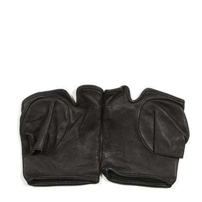 Chanel Lambskin Tweed CC Fingerless Gloves 7.5 Black 2 of 3