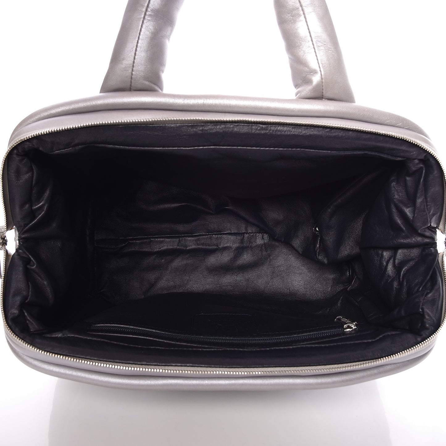 Metallic Lambskin Quilted Coco Cocoon Bowler Silver