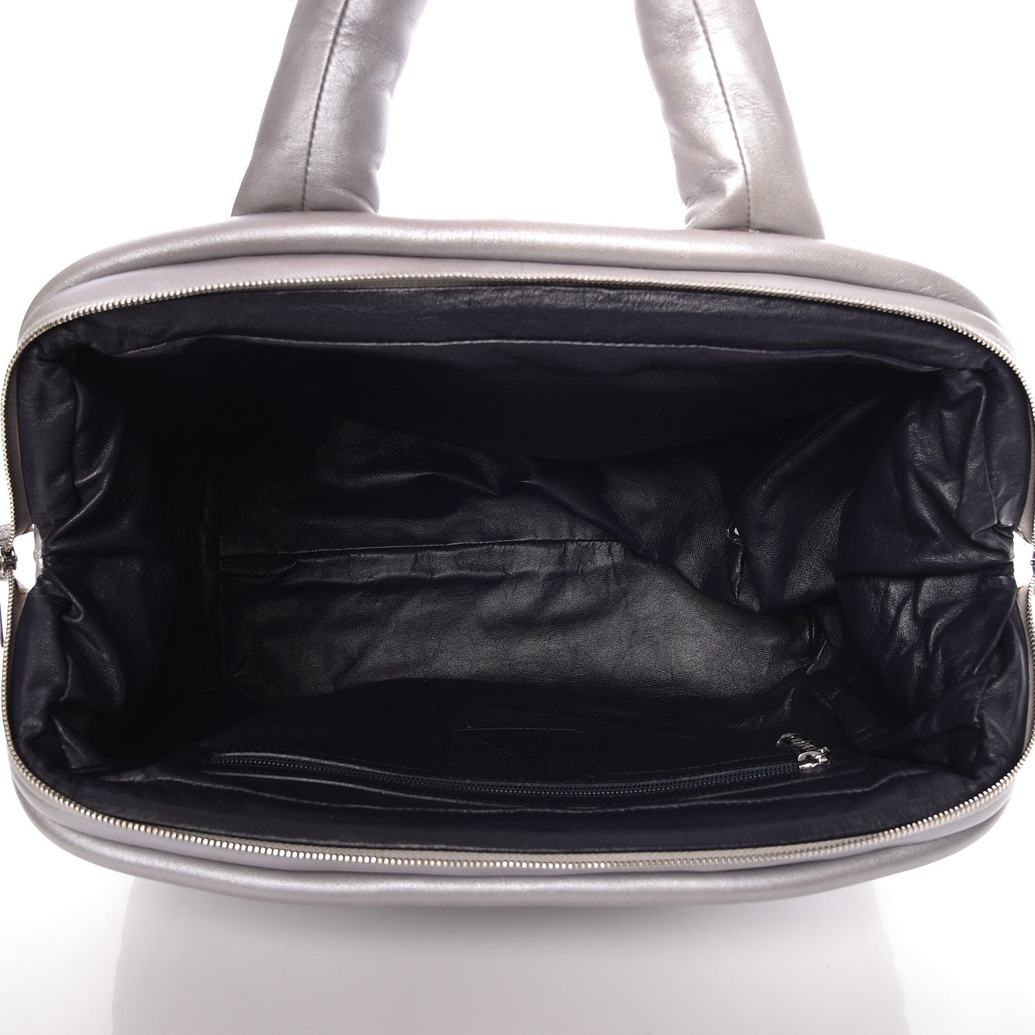 Chanel Metallic Lambskin Quilted Coco Cocoon Bowler Silver 5 of 7