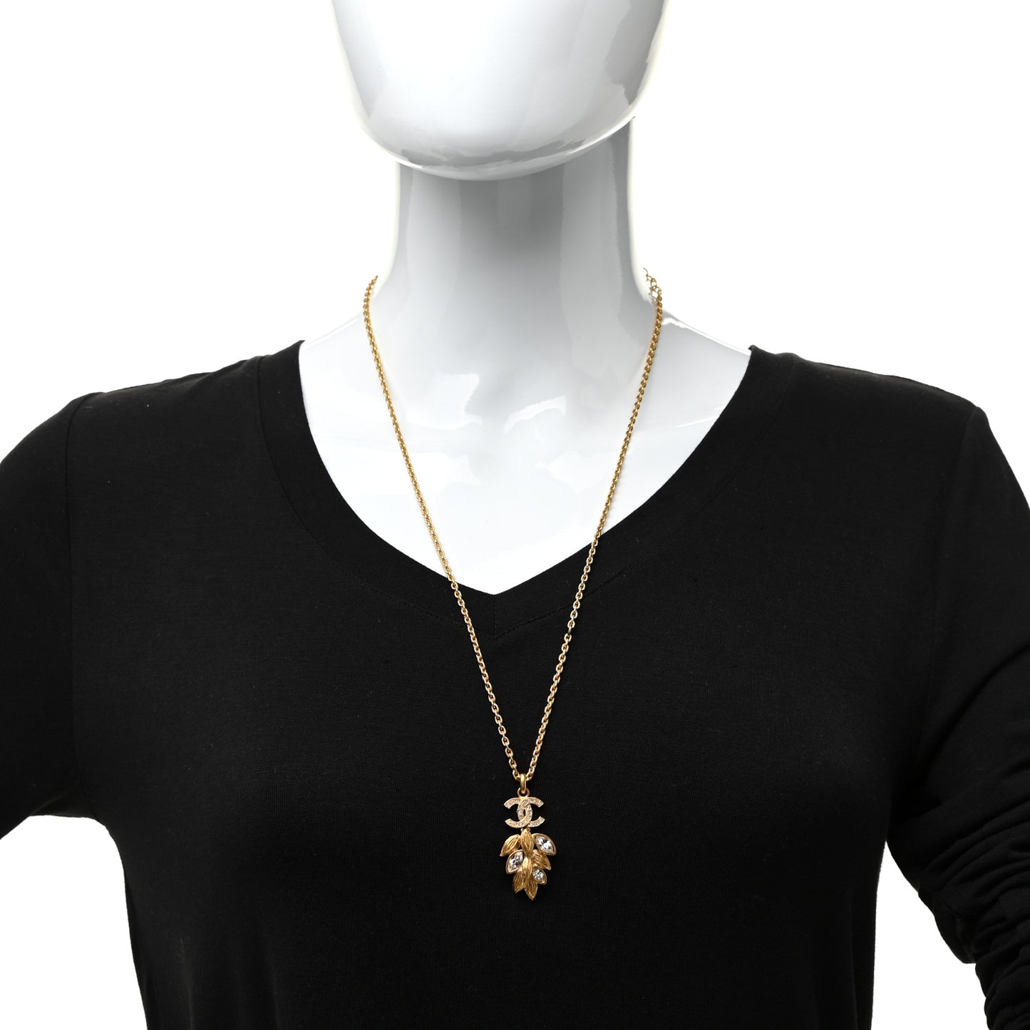 Crystal Sparkling Wheat CC Necklace Gold