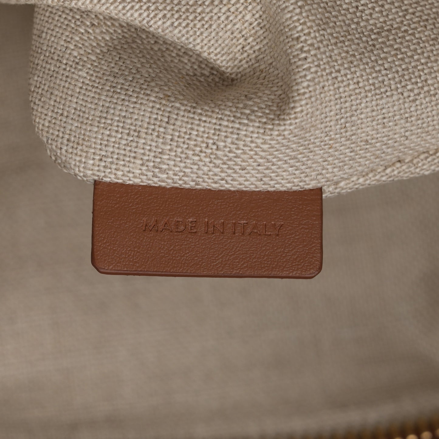 Canvas Calfskin Triomphe Embroidered Horizontal Cabas Tan