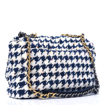 Chanel Tweed Quilted Maxi Chanel 19 Flap Ecru Navy Blue Multicolor 2 of 3