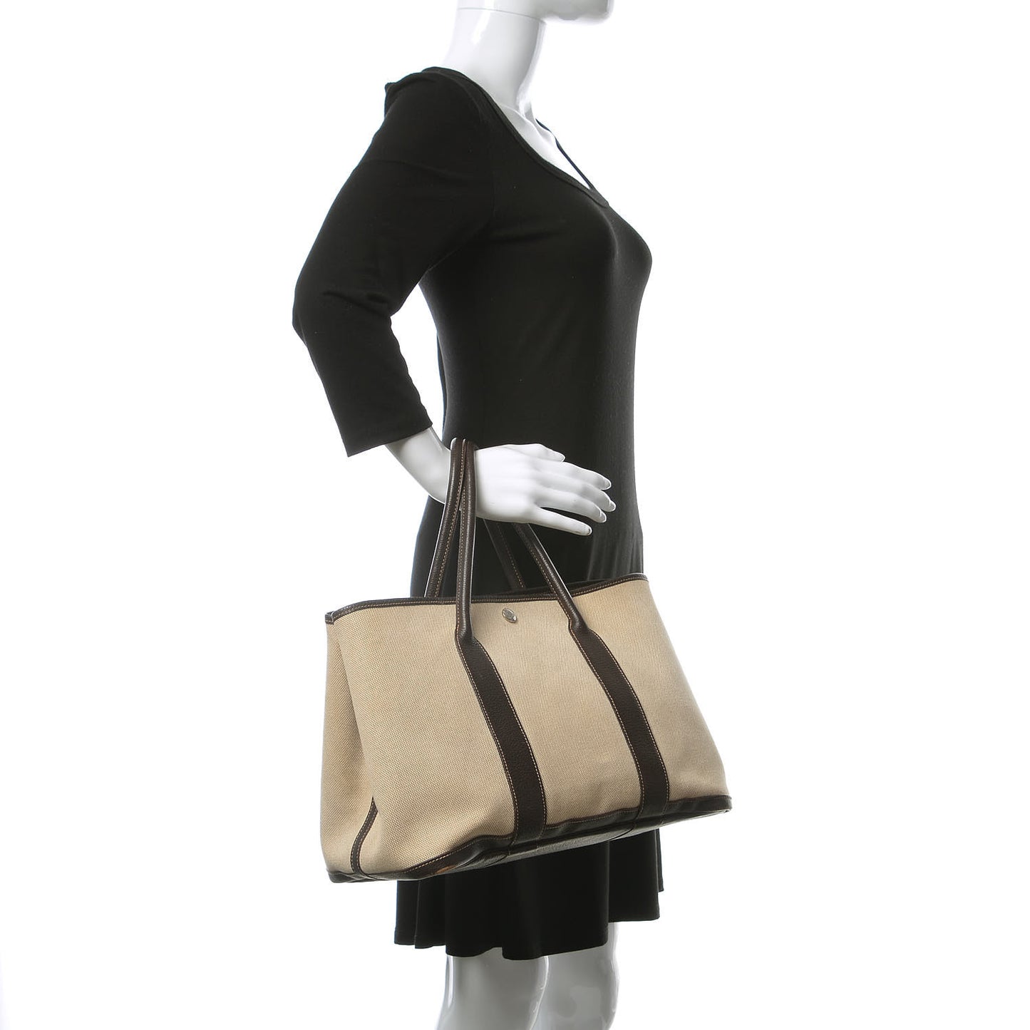 Toile Buffle Gala Garden Party Tote 36 MM Marron Fonce