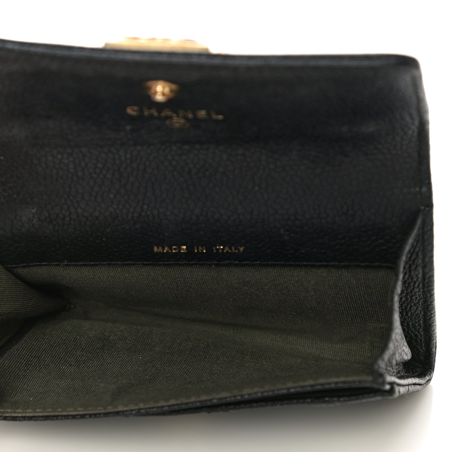 Caviar Quilted Boy Flap Card Holder Black