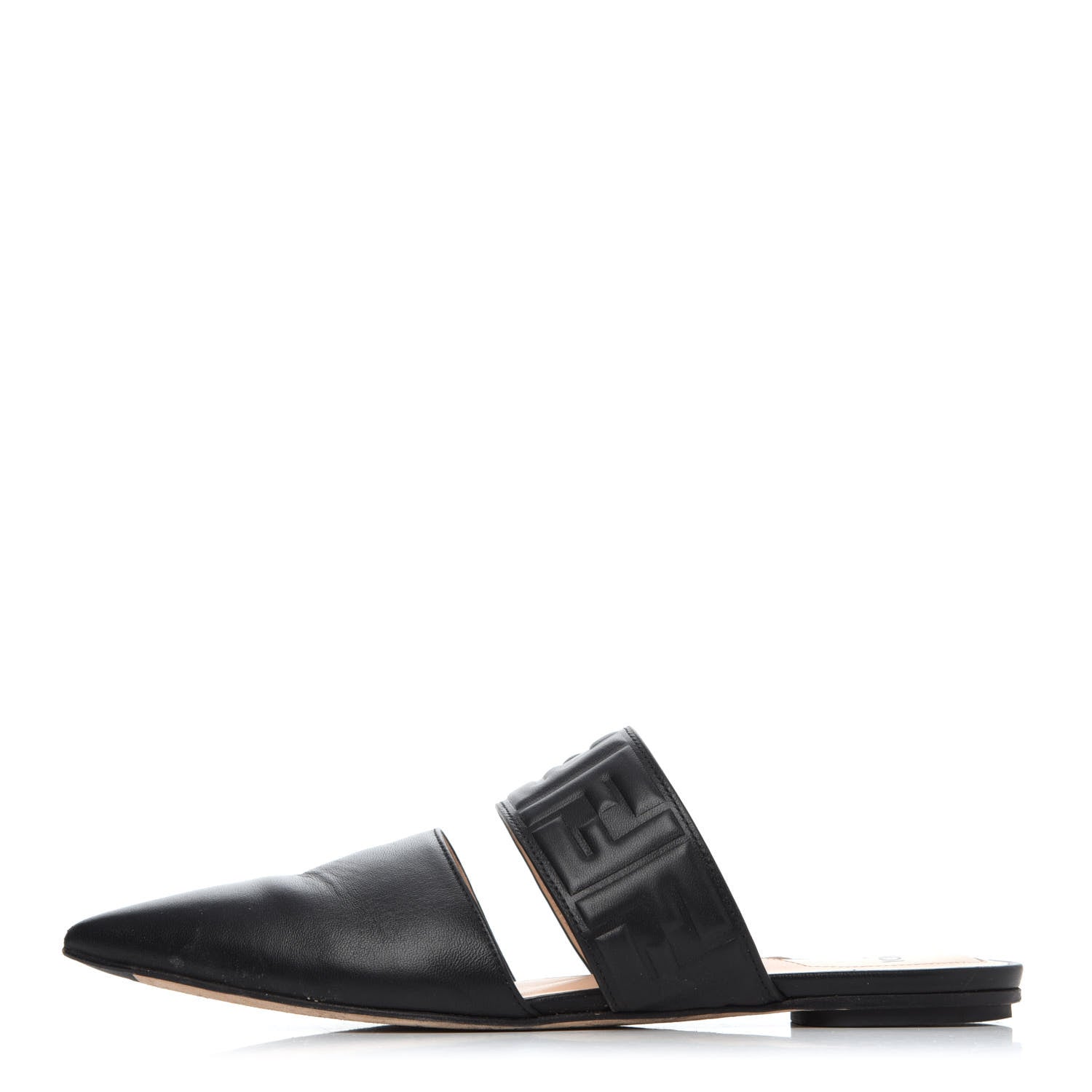 Fendi Vitello FF Embossed Flat Mules 36.5 Black 2 of 24