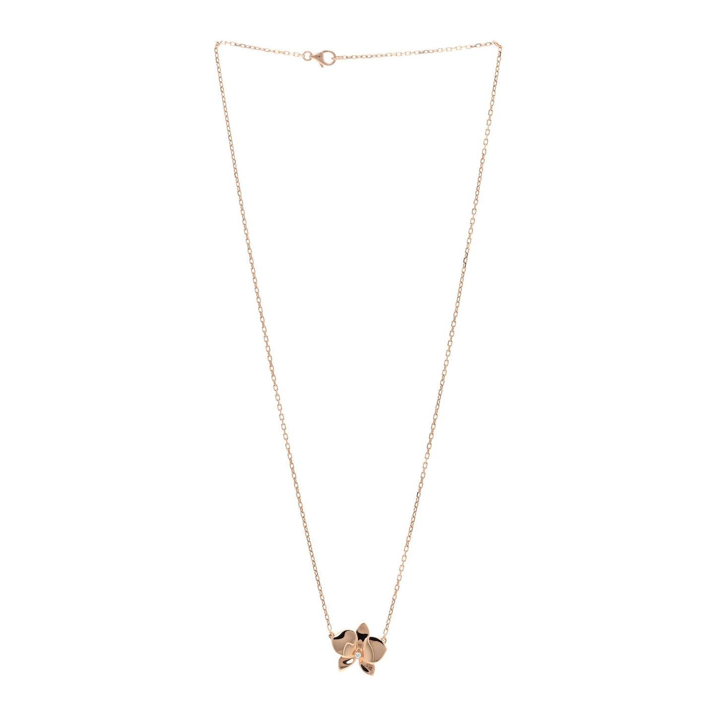 18K Pink Gold Diamond Caresse D'Orchidees Par Cartier Pendant Necklace