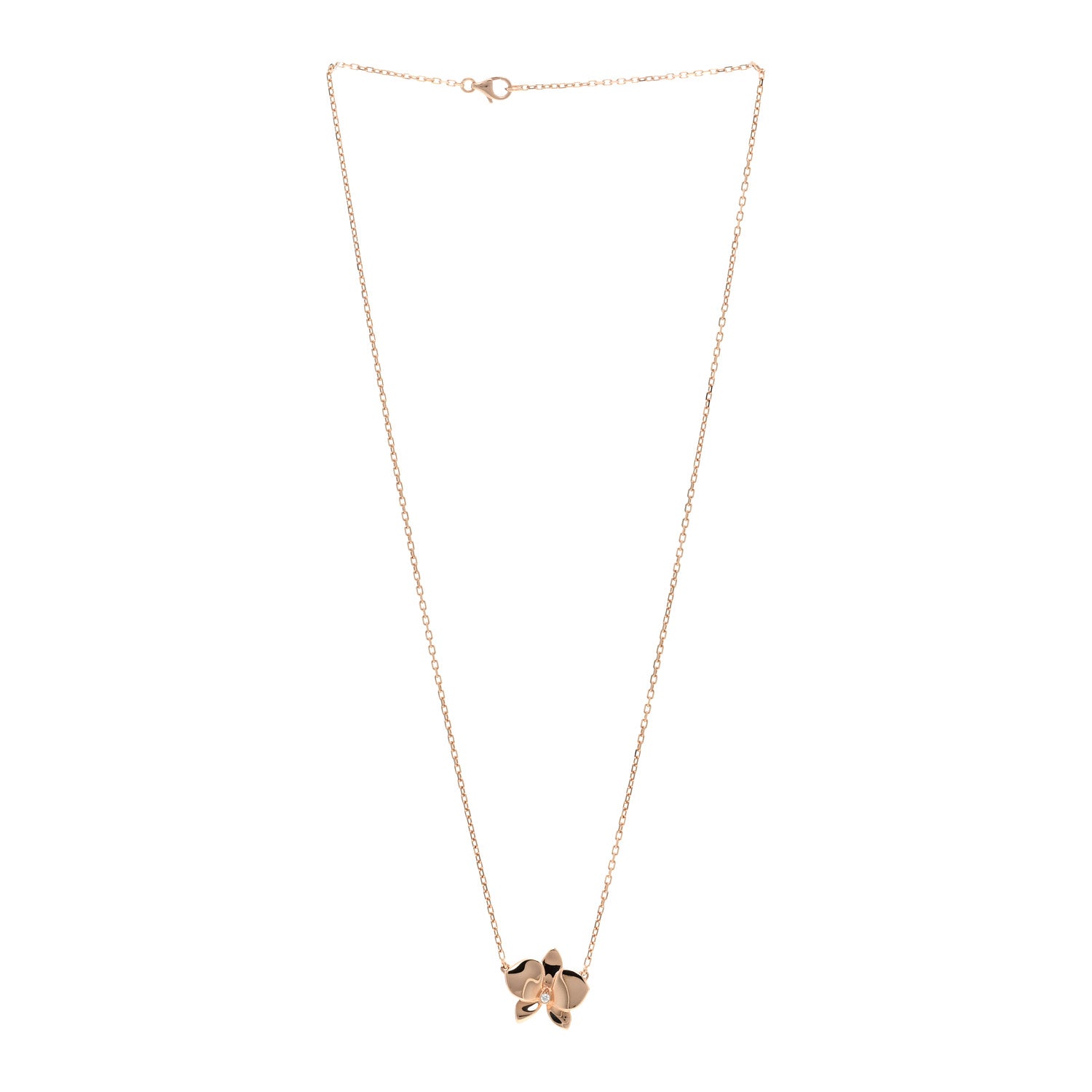 Cartier 18K Pink Gold Diamond Caresse D'Orchidees Par Cartier Pendant Necklace 3 of 5
