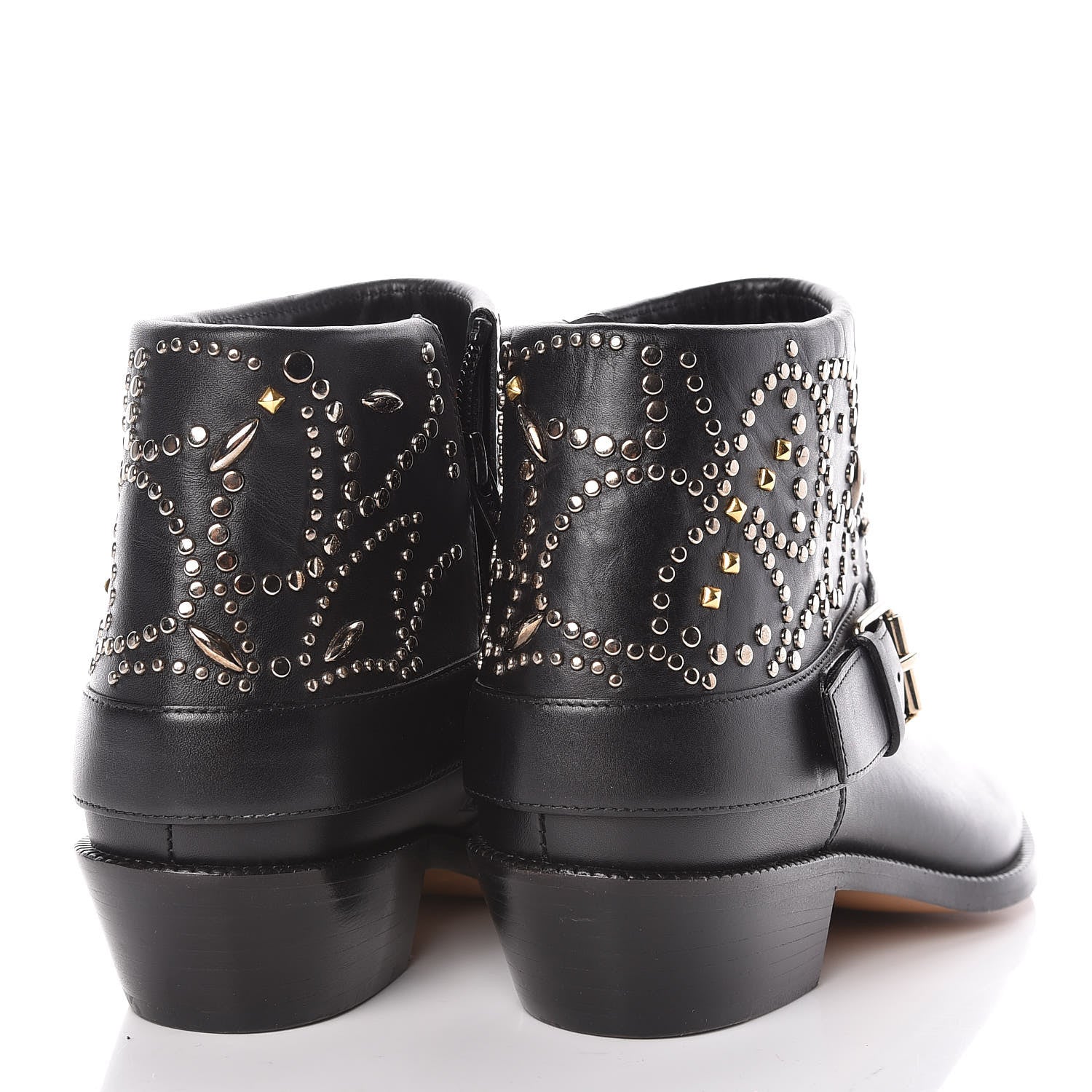 Valentino Garavani Calfskin Studded Ankle Boots 36 Black 4 of 8