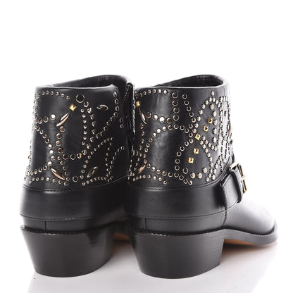 Valentino Garavani Calfskin Studded Ankle Boots 36 Black 4 of 8