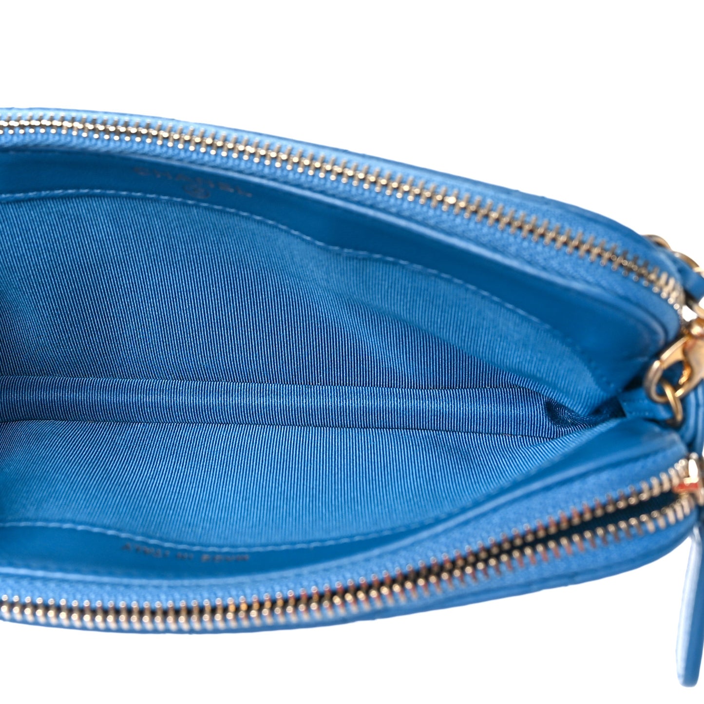 Lambskin Quilted Small Clutch With Chain Blue