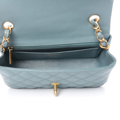 Chanel Iridescent Caviar Quilted Mini Rectangular Flap Light Blue 5 of 9