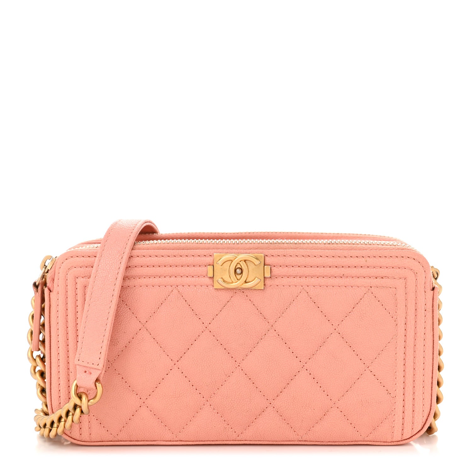 Chanel Caviar Quilted Small Boy Clutch With Chain Light Pink 1 of 14