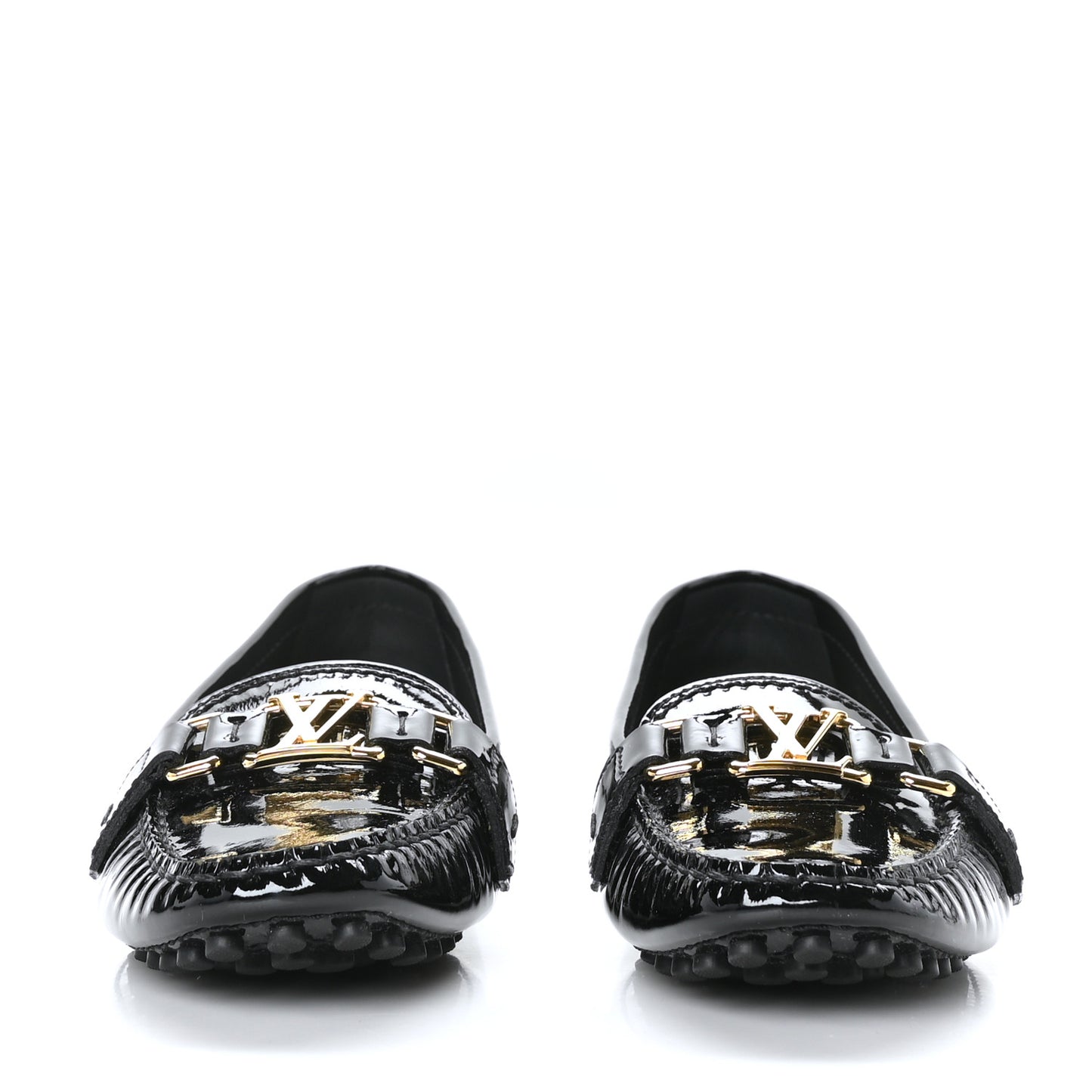 Patent Calfskin Oxford Loafers 40 Black