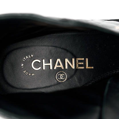 Chanel Shiny Calfskin Quilted Lace Up Combat Boots 41 Black 7 of 8