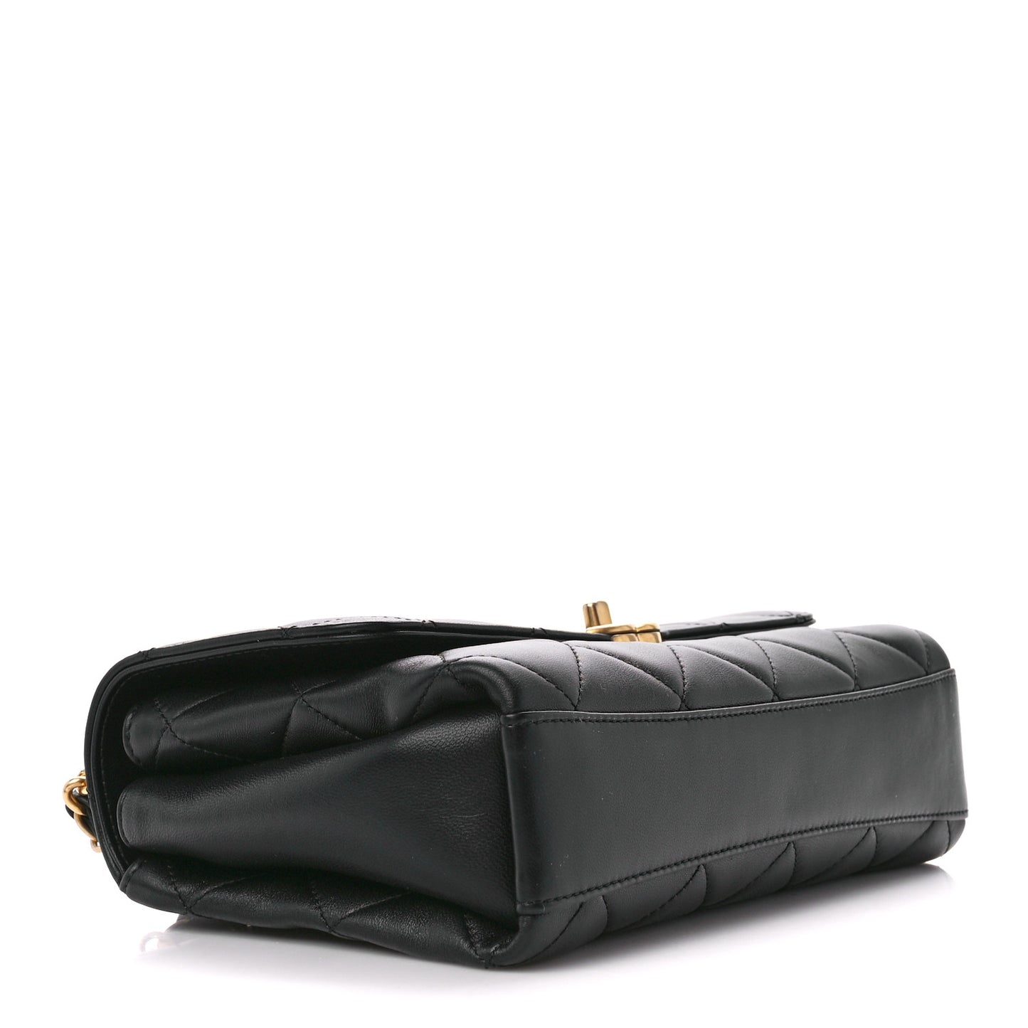 Lambskin Quilted CC Crystal Logo Chain Flap Black