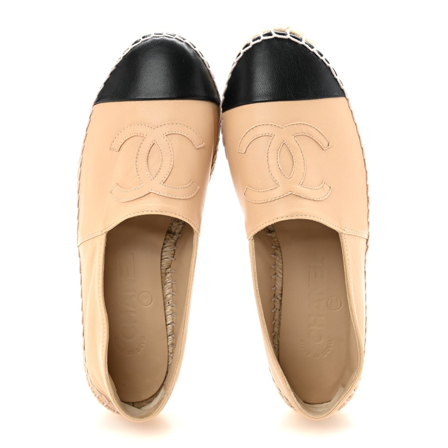 Lambskin CC Espadrilles 37 Beige Black