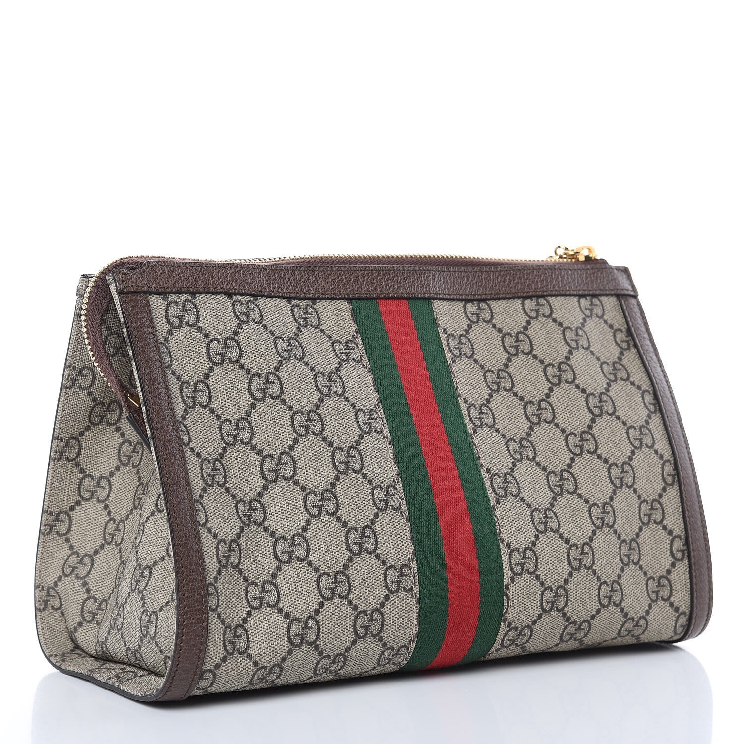 Gucci GG Supreme Monogram Web Large Ophidia Cosmetic Case Beige New Acero 3 of 8