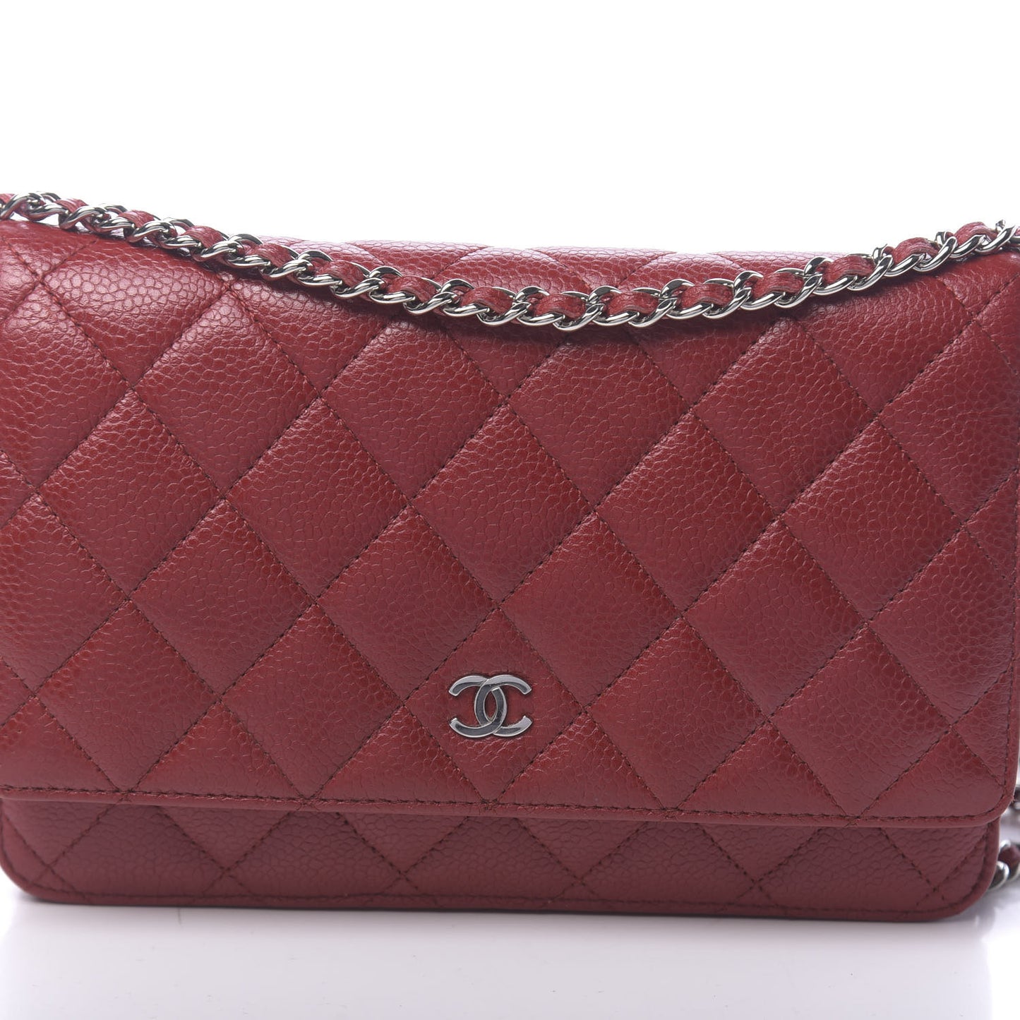 Caviar Quilted Wallet on Chain WOC Red