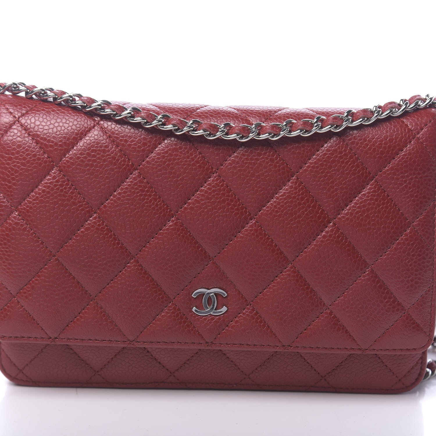 Chanel Caviar Quilted Wallet on Chain WOC Red 11 of 11