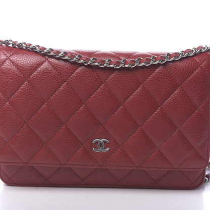Chanel Caviar Quilted Wallet on Chain WOC Red 11 of 11