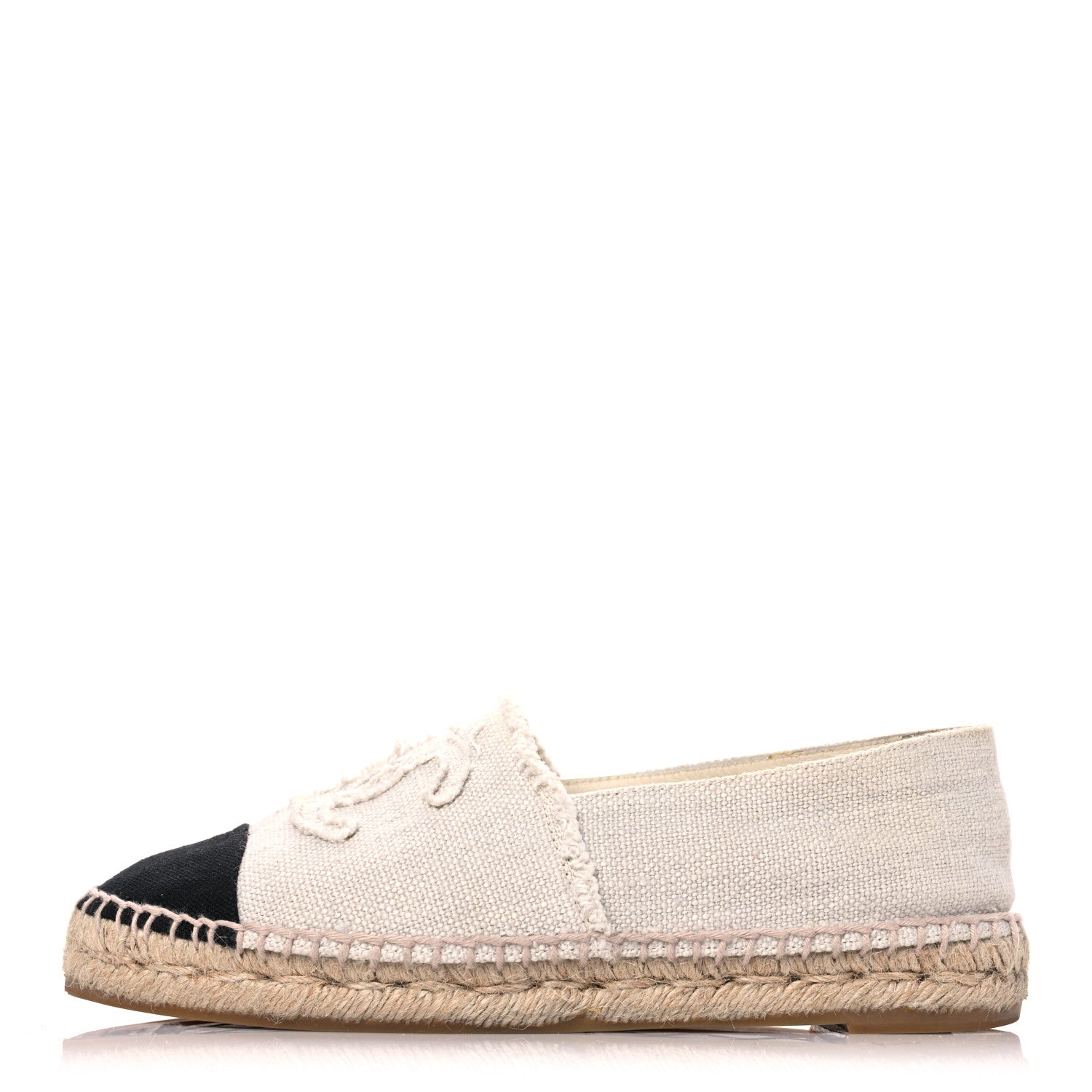 Chanel Linen CC Espadrilles 36 Beige Black 1 of 12