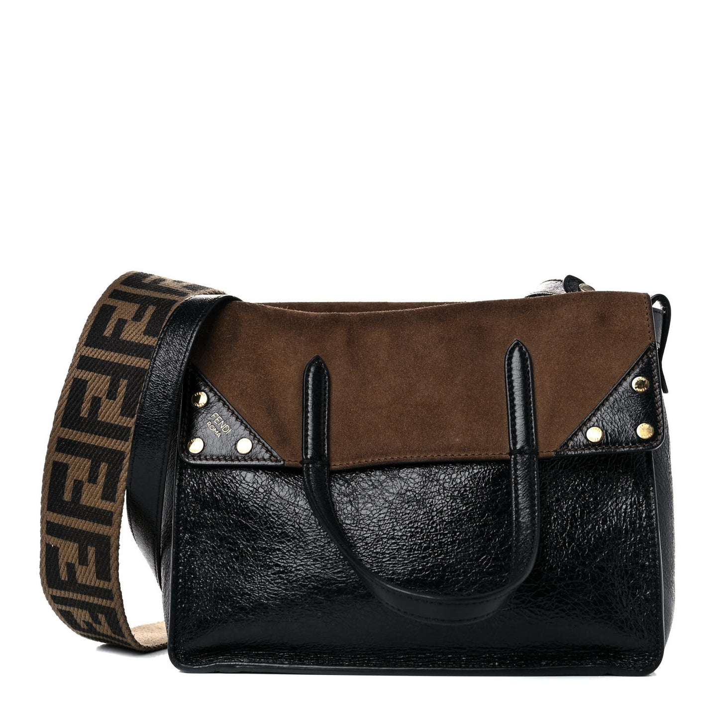 Agnello Old Shine Vitello Go Rain Small Flip Tote Black Marrone