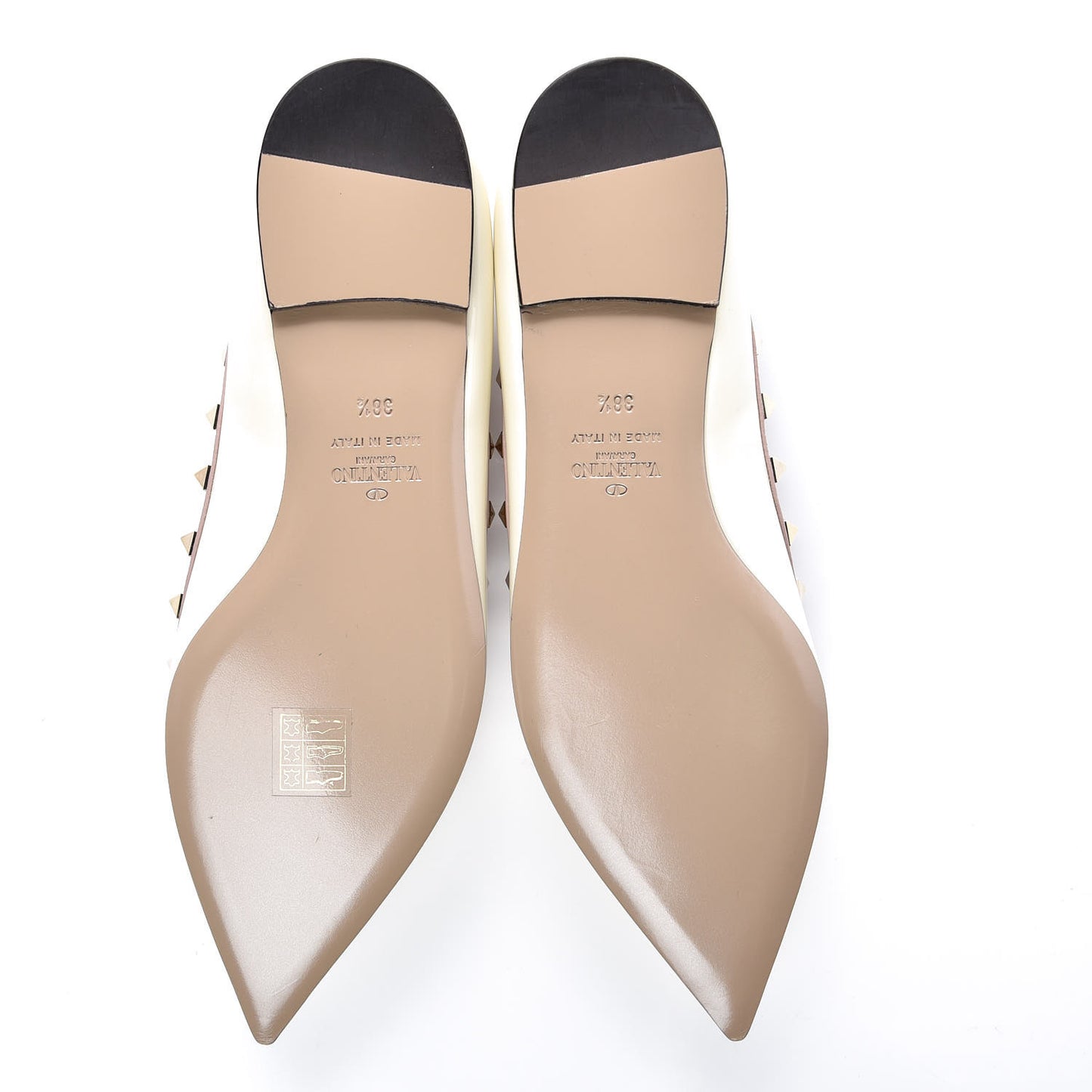 Patent Rockstud Ballerina Flats 38.5 Light Ivory Poudre