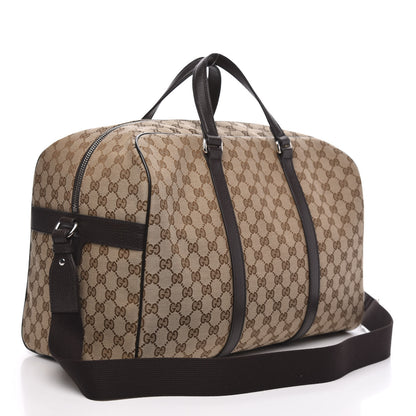 Gucci Monogram Dollar Calfskin Boston Duffle Bag Beige Ebony Testa di Moro Marrone Scuro 2 of 8