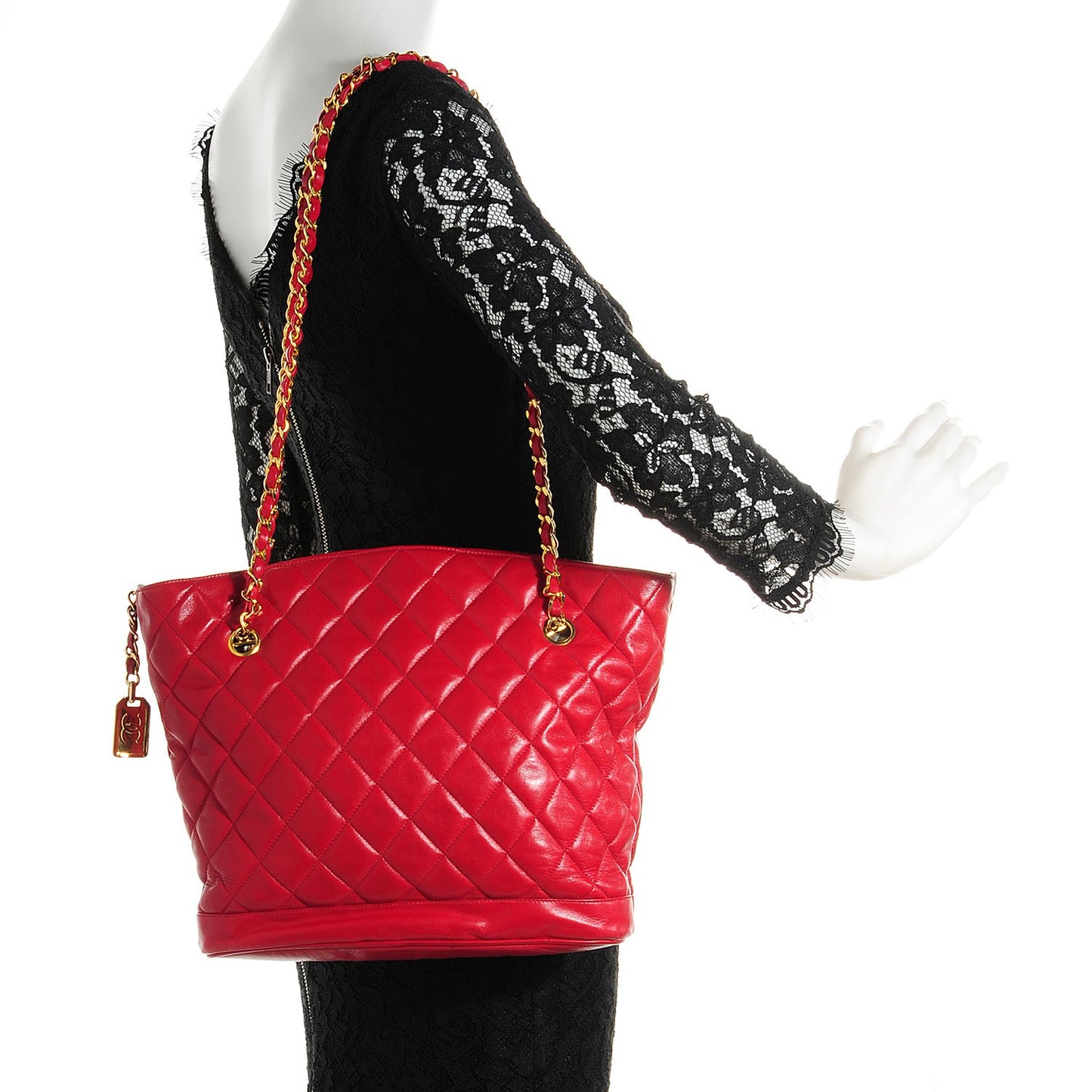 Lambskin Quilted Shoulder Bag Red