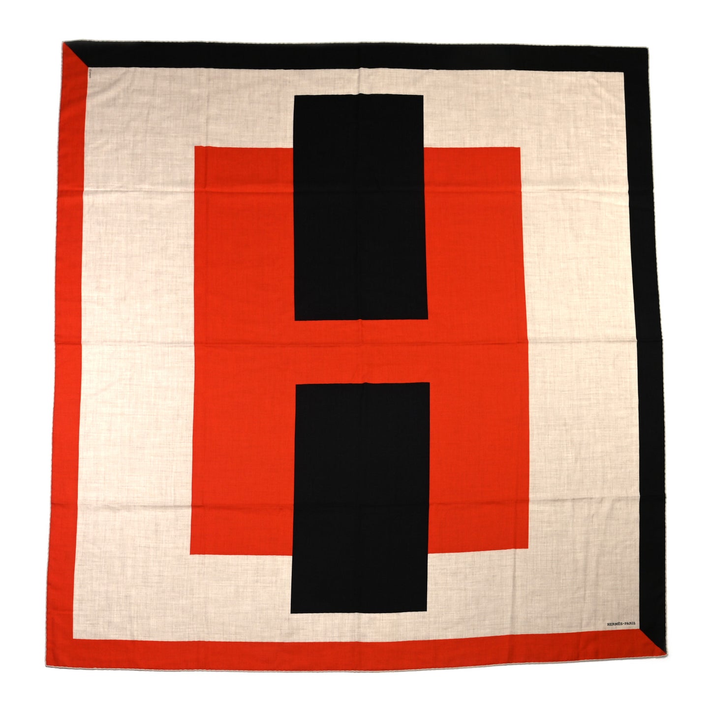 Cashmere Silk Encadre H Passant Giant Scarf 140 Gris Chine Rouge Black