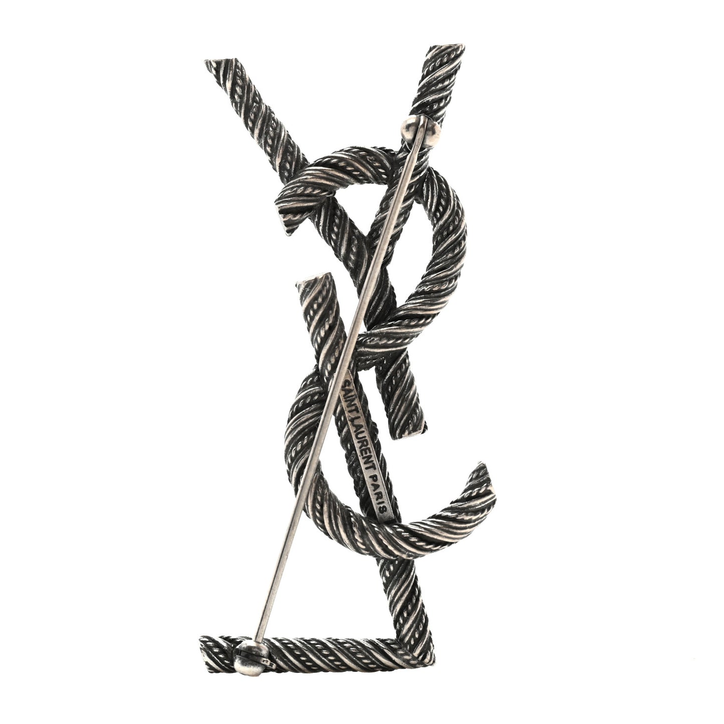 Brass Cassandre Opyum YSL Twisted Brooch Silver