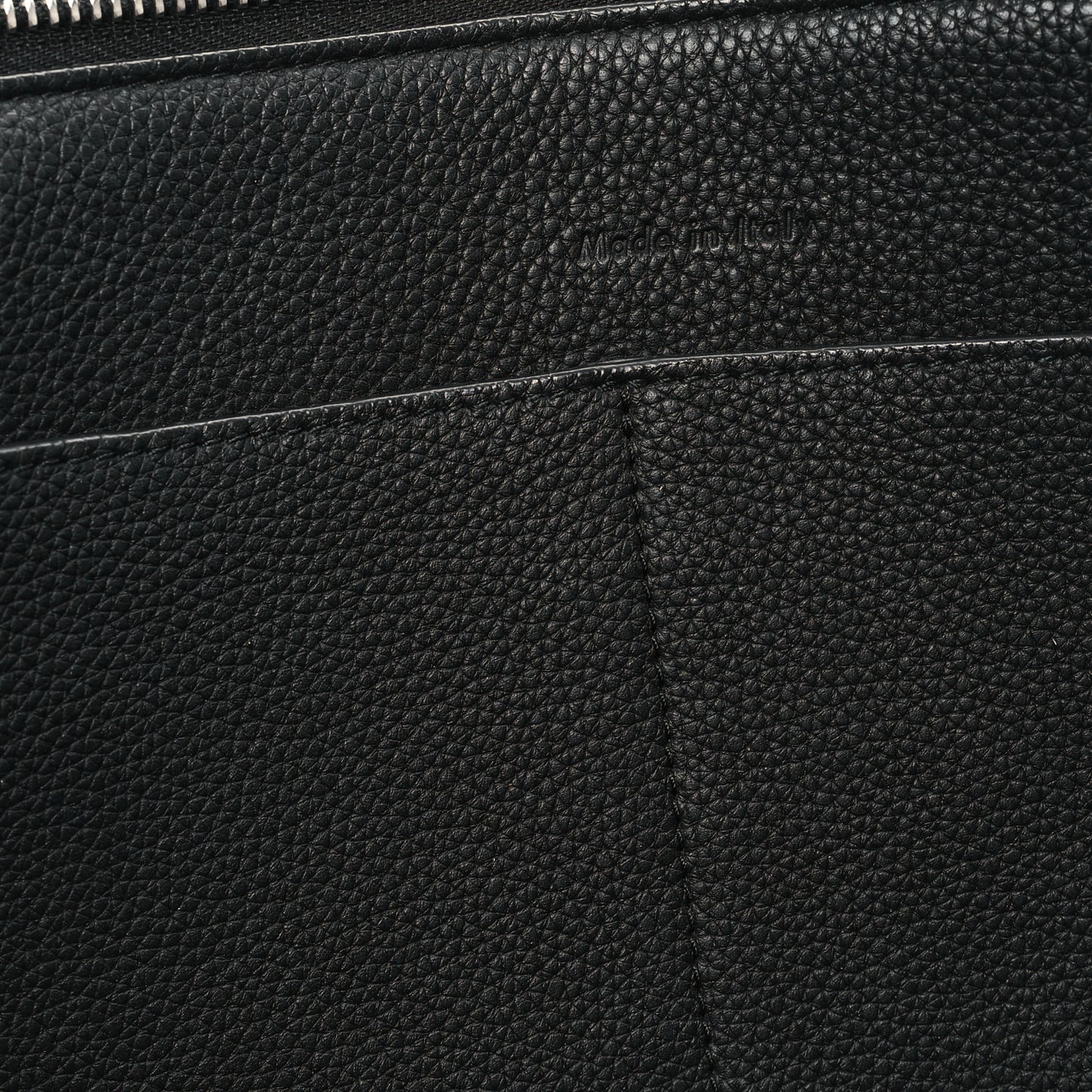 Baby Grained Calfskin Medium Tri-Fold Bag Black