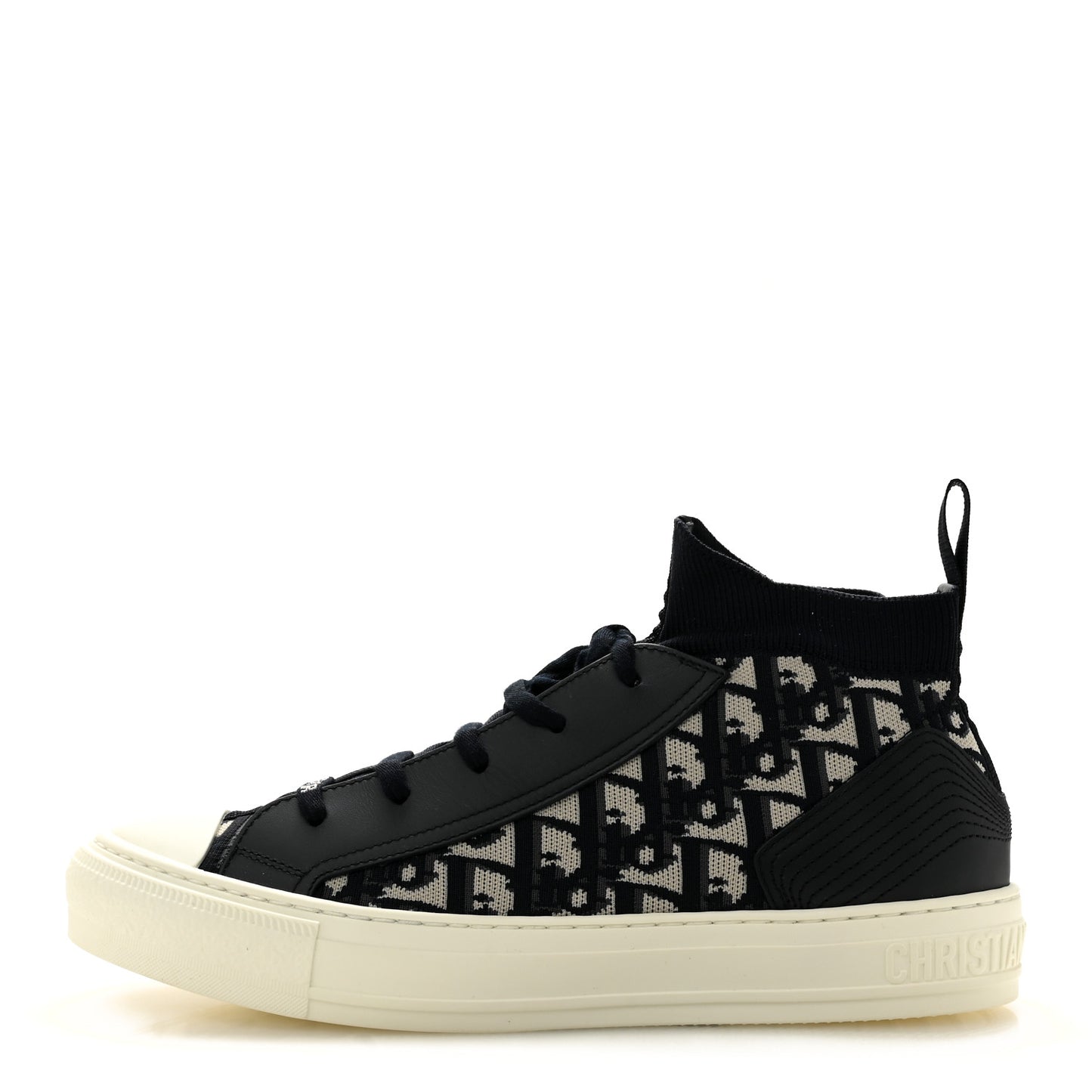 Technical Knit Calfskin Oblique Womens Walk'n Dior Mid Top Sneakers 41 Deep Blue