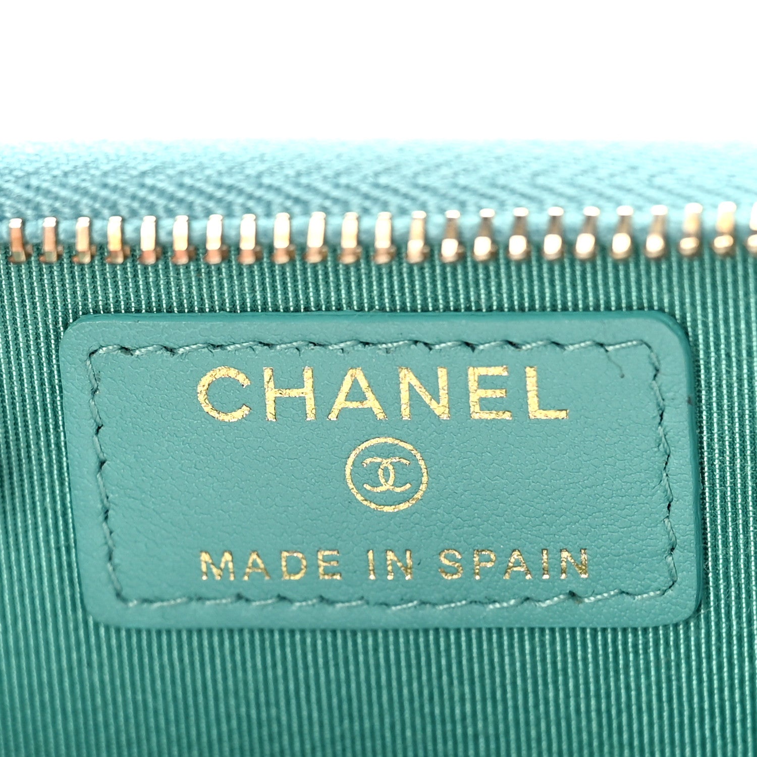 Chanel Caviar Flat Chevron Quilted Zip Coin Purse Green 6 of 10