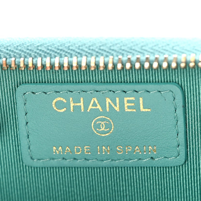 Chanel Caviar Flat Chevron Quilted Zip Coin Purse Green 6 of 10