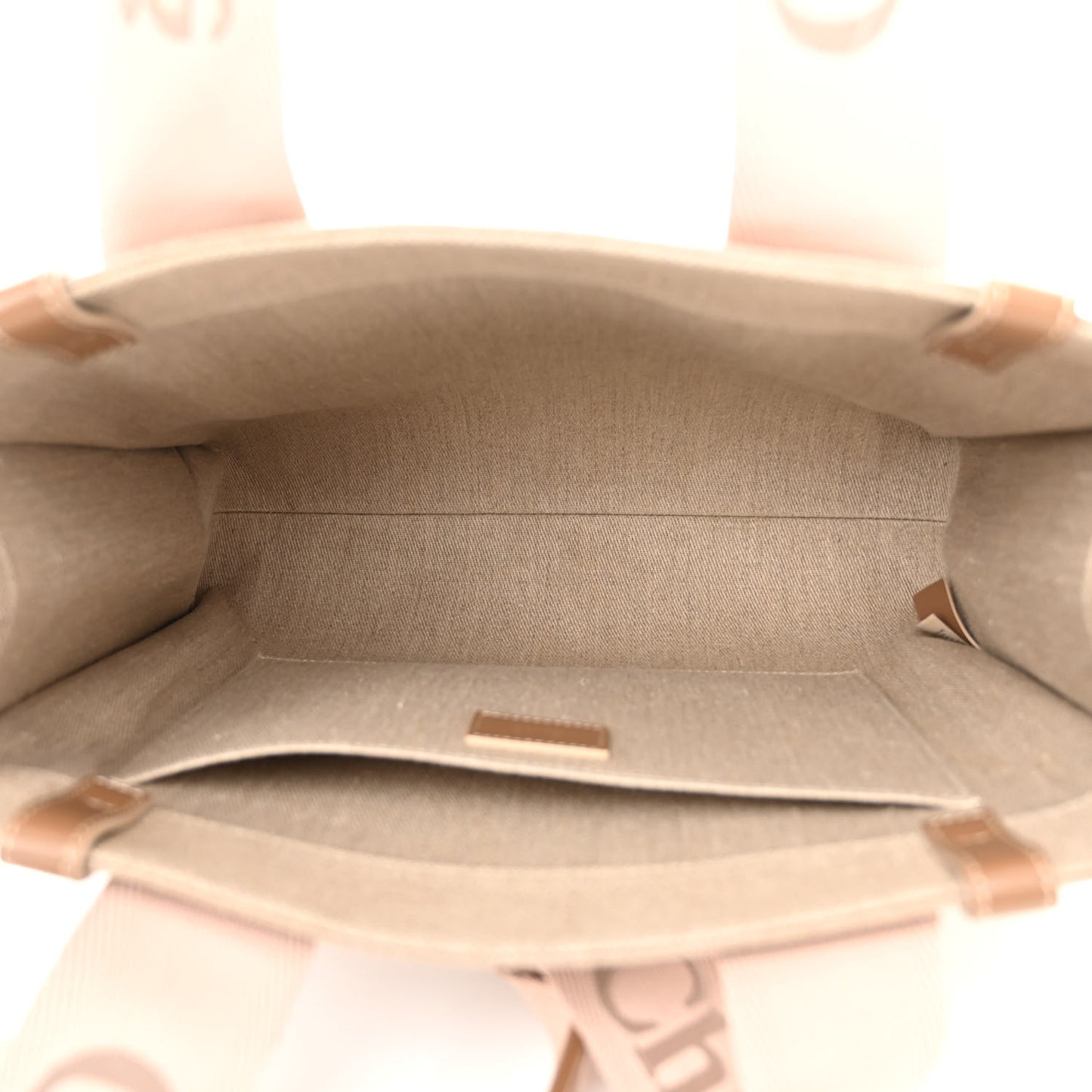 Linen Calfskin Medium Woody Ribbon Tote Blushy Beige