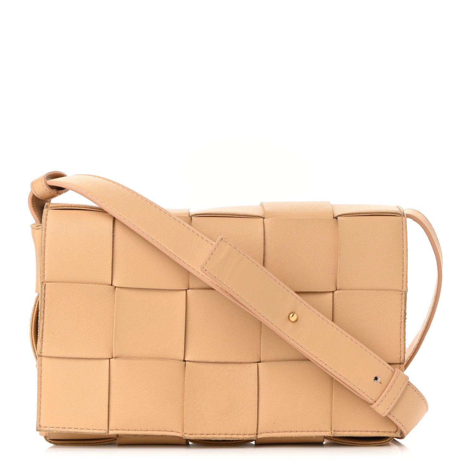 Bottega Veneta Lambskin Maxi Intrecciato Cassette Crossbody Bag Almond 1 of 10