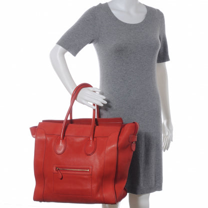 Celine Smooth Calfskin Medium Luggage Red 2 of 8
