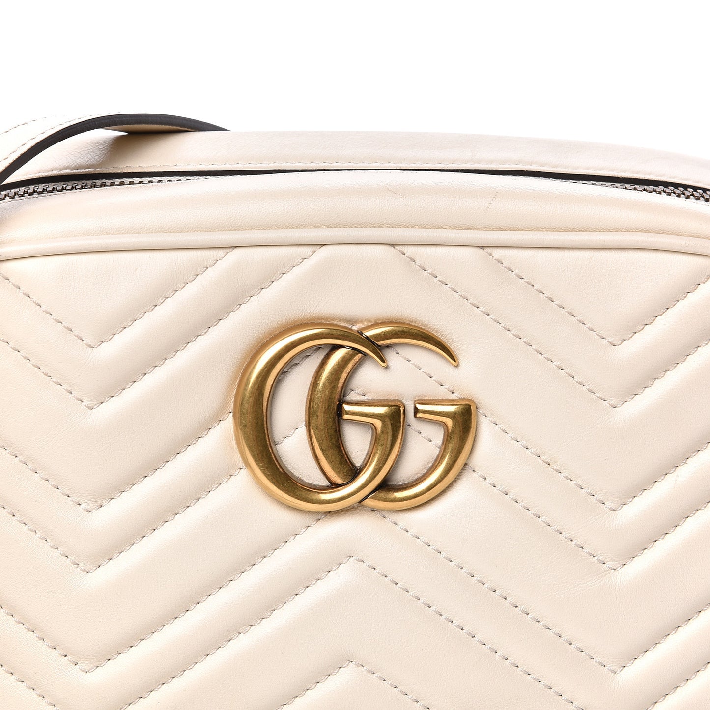 Calfskin Matelasse Small GG Marmont Chain Shoulder Bag White