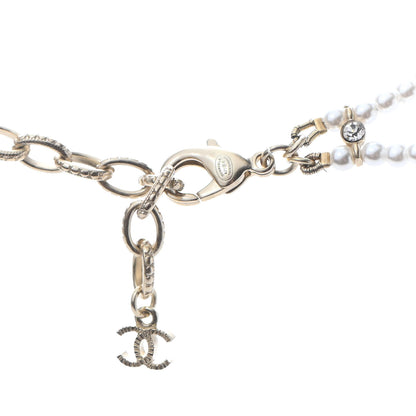 Chanel Pearl Crystal CC No 5 Perfume Bottle Choker Necklace Gold 4 of 4