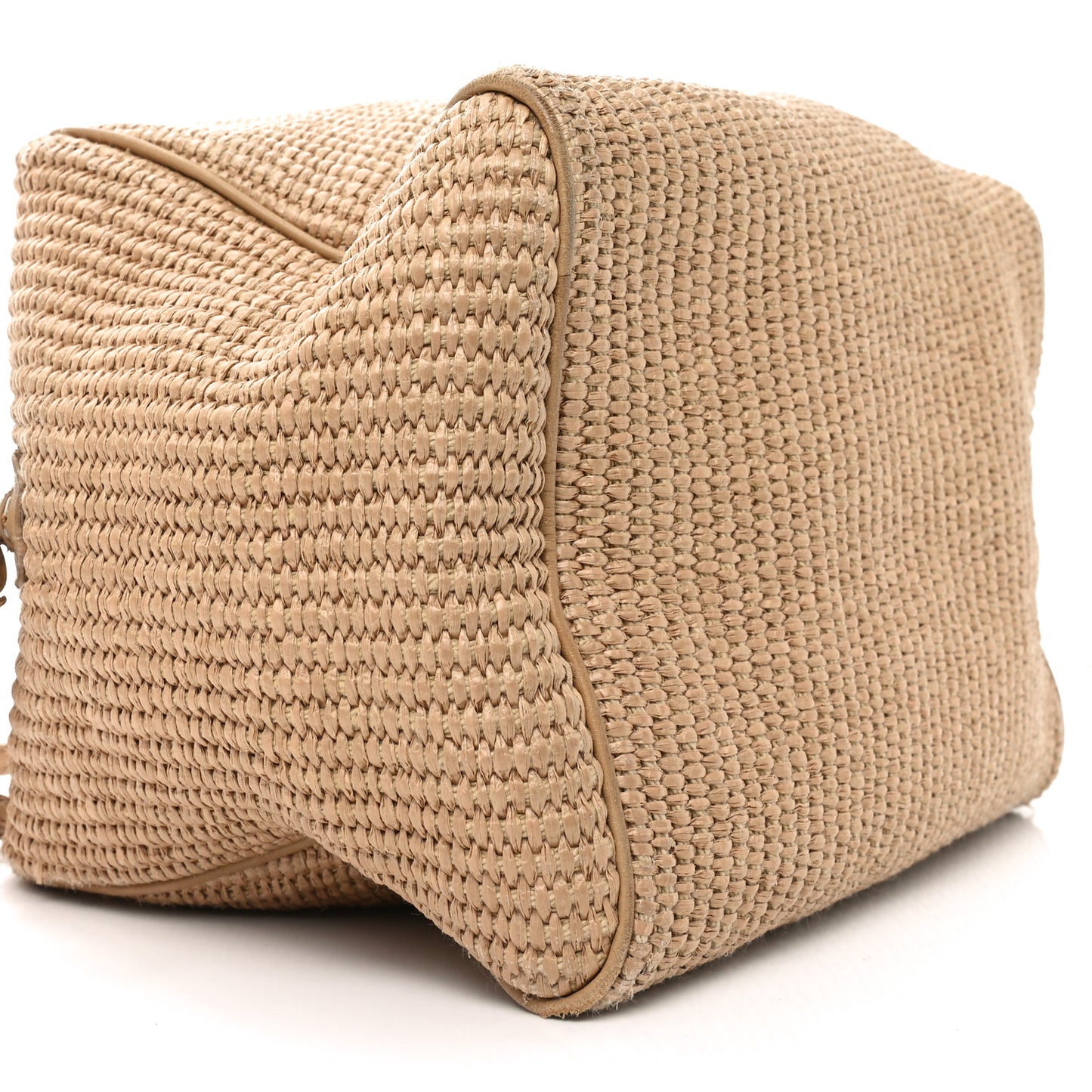 Cotton Raffia Puffy Pouch Clutch Bag