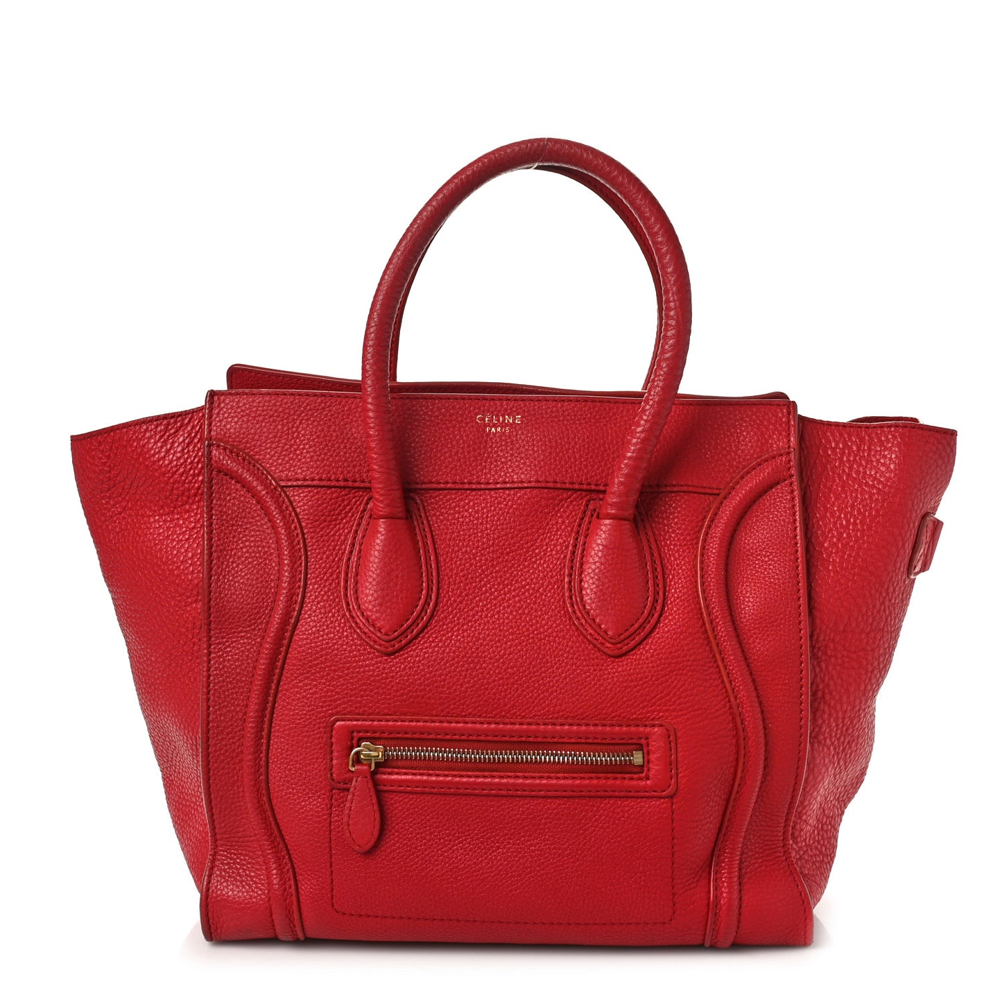 Drummed Calfskin Mini Luggage Red